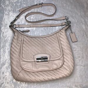 Coach Kristen Woven Tuberose Leather Shoulder Hobo Bag Nº L1169-19314
